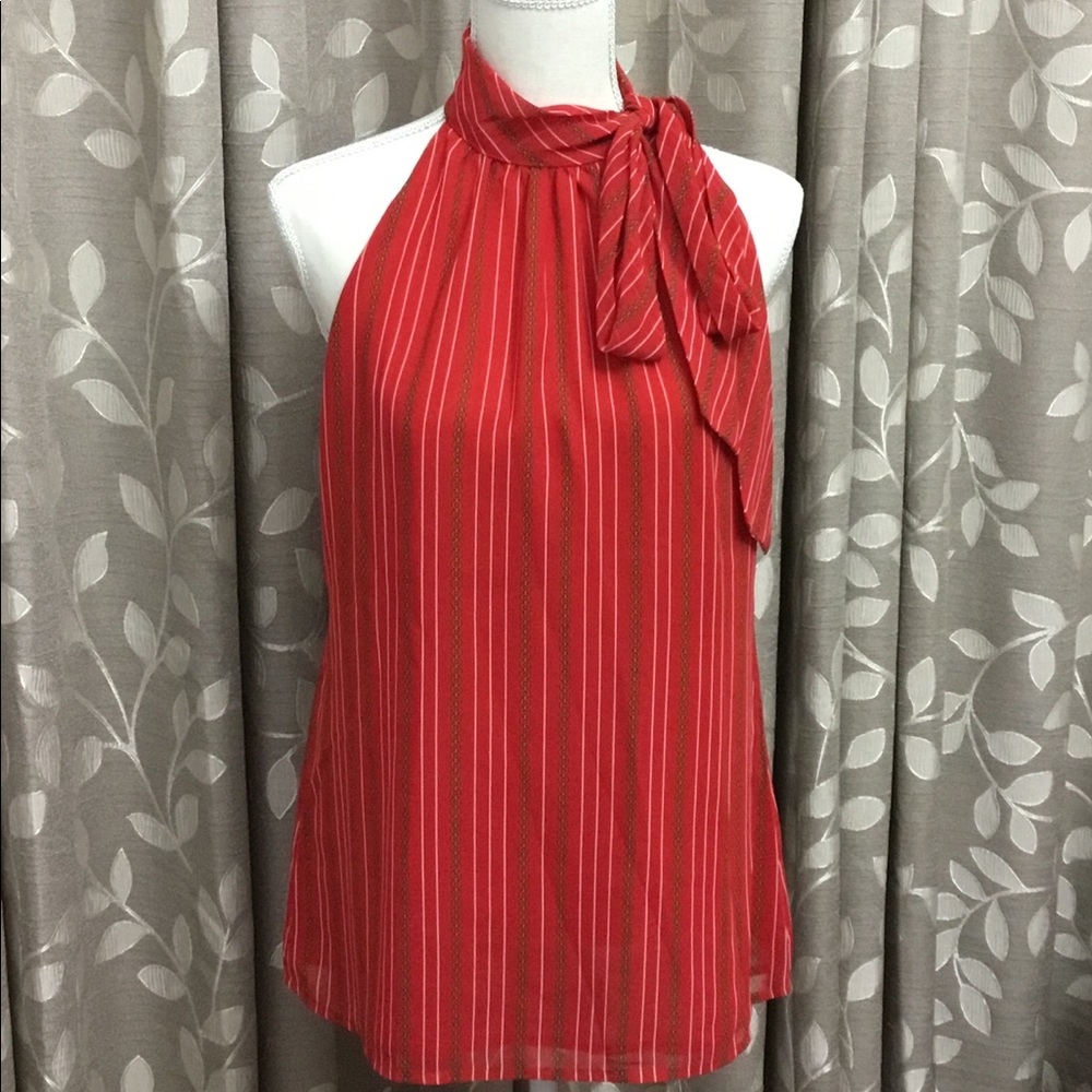 NWOT; red and gold blouse